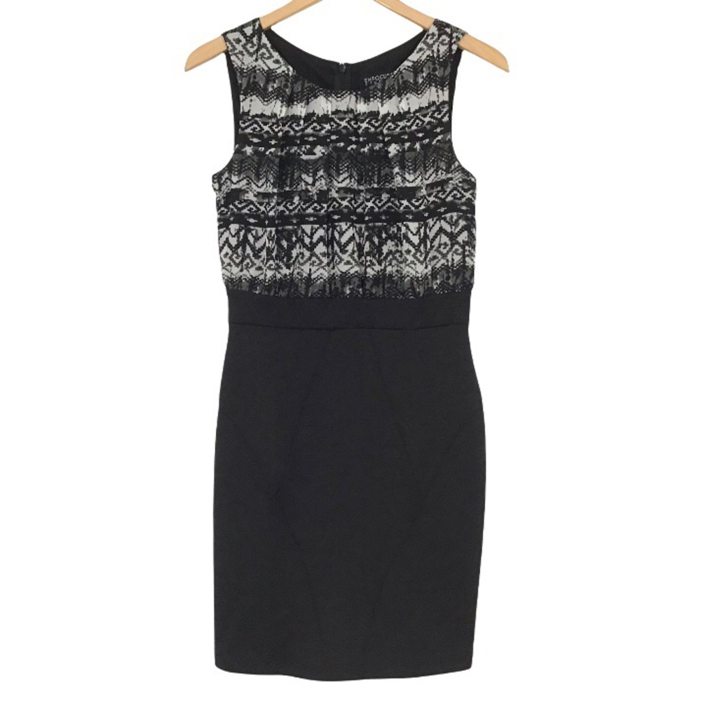 Enfocus Studio Sleeveless Dress Size 6 Black and Gray Form Fitting Back Zipper